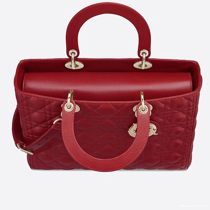 Cheap Large Dior Lady Cannage Lambskin Red Bag Gold 0815 Luxury